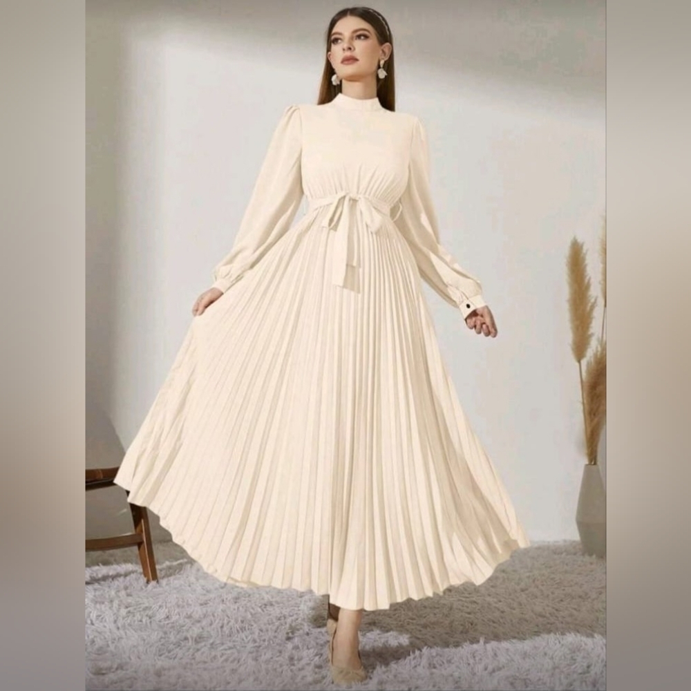 SHEIN Cream Long Sleeve Maxi Dress - Picture 3 of 12